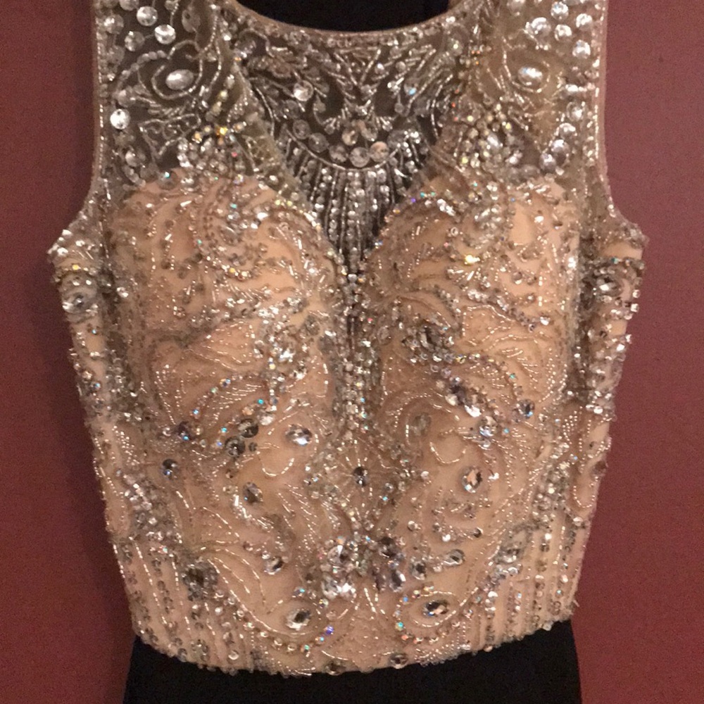 Black and gold sequence dress